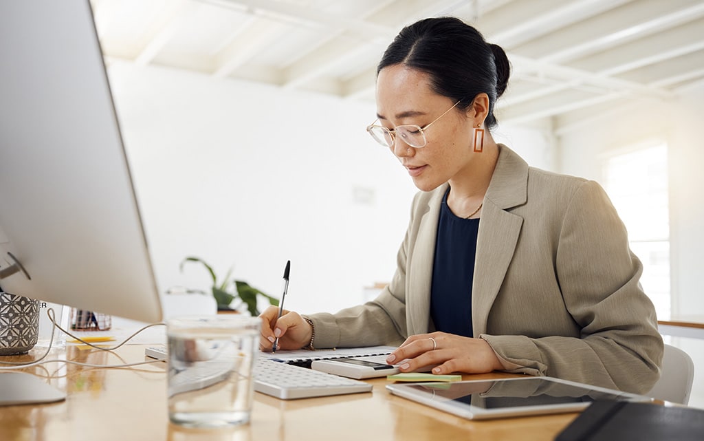 Tax attorney taking notes