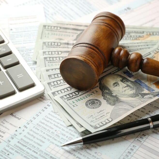money underneath a gavel